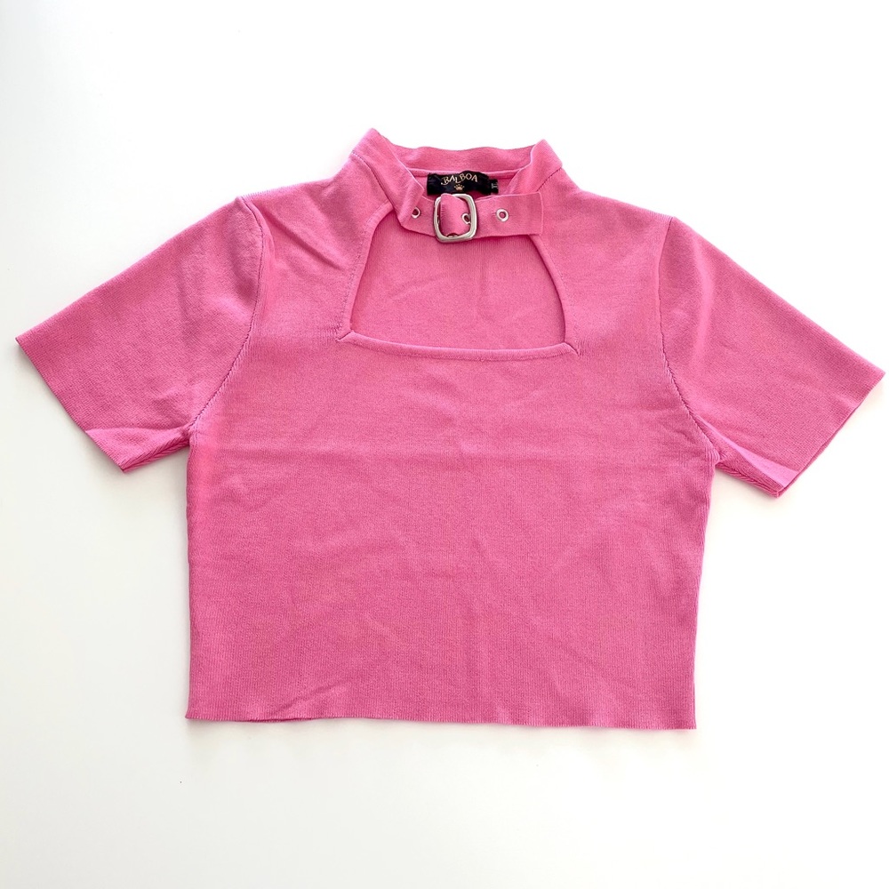 Pink Halter Crop Top